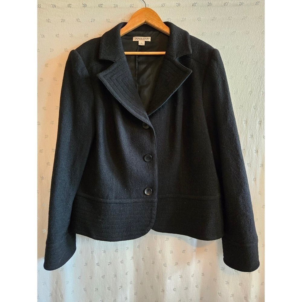 Pendleton Black Women's 100% Wool Blazer Jacket Size XL